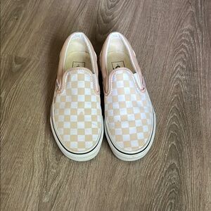 VANS Checkered Slip-On Shoes - beige and White